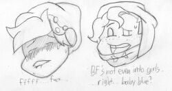 2boys blush boyfriend_(friday_night_funkin) clothed clothing fnf_mods friday_night_funkin friday_night_funkin_mod hair madbastos male newgrounds no_color open_mouth orientation_play pico_(newgrounds) soft_boyfriend soft_pico straight_denial text