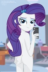 back_view equestria_girls female friendship_is_magic my_little_pony nude rarity_(eg) selfie shutterflyeqd smooth_skin solo