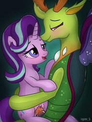 2016 blush changeling clitoris cutie_mark duo equine eye_contact female feral friendship_is_magic fur horn king_thorax_(mlp) male mammal membranous_wings multicolored_hair my_little_pony night penetration penis pink_fur pussy sex starlight_glimmer straight syoee_b thorax_(mlp) unicorn vaginal_penetration wings