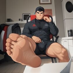 ai_art ai_generated feet feet_focus foot_fetish foot_focus gay male male_feet male_foot_fetish male_only muscles muscular muscular_male soles soles_fetish straight straight_male