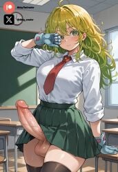 1futa ai_generated boku_no_hero_academia breasts cock colored dick futa_only futanari futanari futanari/female green_eyes hagakure_tooru hagakure_tooru_(visible) light_skin light_skinned_futanari my_hero_academia nickythecreator penis sexy sexy_body sexy_pose testicles veiny_penis