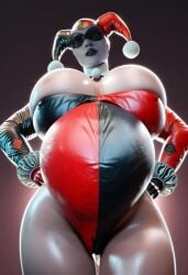 ai_generated batman:_arkham_knight batman_(series) big_ass big_breasts black_lipstick blender breasts dc dc_comics female female_focus female_only full_color fully_clothed harley_quinn harley_quinn_(classic) hi_res high_resolution highres injustice_2 jester jester_hat large_ass large_breasts lipstick pregnant