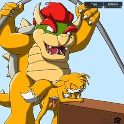 anthro bara big_dom_small_sub bowser canine crossover dragon fox furry male male_only mammal mario_(series) nintendo shell size_difference sonic_(series) tails the_roop yaoi