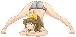 ass blue_eyes bow brown_hair female grey_panties hairbow high_res jack-o'_challenge long_hair m.u.g.e.n mugen_ryuko oggy_(oggyoggy) original panties ponytail ryuko_(oggyoggy) tagme transparent_background underwear wedgie