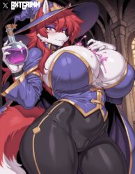 1girls ai_generated anthro anthro_female ass big_ass big_breasts blush breasts bxtgrimm castle clothed clothing female fox fox_ears fox_girl fox_tail fur furry furry_female furry_only gigantic_breasts huge_ass huge_breasts long_hair looking_at_viewer mage magical_girl potion potion_bottle purple_eyes purple_eyeshadow purple_nails pussy red_body red_fur red_hair red_tail smile smiling solo solo_focus tail thick thick_ass thin_waist wet_breasts white_fur white_sclera