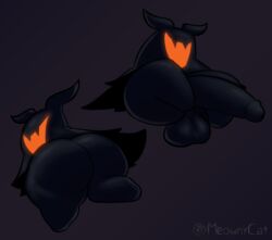 1boy ambiguous_species armless ass balls big_balls big_butt big_penis black_body deltarune eram floating genitals glowing glowing_mouth john_mantle male male_only meowny multiple_poses penis pose shadow_mantle short_stack smile solo thick_thighs undertale_(series)