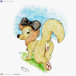 1:1 3_toes animal_genitalia animal_pussy anus ass brown_body brown_eyes brown_fur brown_nose canid canine canine_genitalia canine_pussy canis disney dixie_(tfath) domestic_dog feet female feral fur genital_focus genitals grass hi_res looking_at_viewer looking_back mammal patreon patreon_logo patreon_username pawpads paws pink_pawpads pink_pussy plant presenting presenting_pussy pussy pussy_focus raised_tail smile smiling_at_viewer solo tail text the_fox_and_the_hound toes traditional_media_(artwork) url yordraw