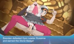 1boy 1boy1girl 1girls brendan_(pokemon) competitive_intercourse competitive_sex creampie female gameplay_mechanics gym_badge_(pokemon) health_bar kim_da-yoon pokemon pokemon_battle pokemon_oras pokemon_rse roxanne_(pokemon) sexfight straight straight1boy