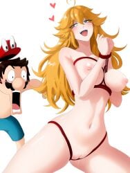 big_breasts blonde_female blonde_hair bondage_gear bondage_outfit female female_only hourglass_figure long_hair long_legs mario mario_(series) naked naked_female nipples nude nude_female opalisart princess_peach rope slim_waist tagme thick_thighs tongue_out wet_pussy wide_hips