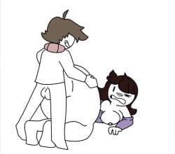 1boy 1boy1girl 1girls animated ass_bigger_than_head big_ass big_penis blank_background brown_hair clothes_removed cum cum_in_pussy cum_inside dark_brown_hair doggy_style erect_nipples exposed_breasts half_naked half_nude jaiden jaiden_animations jaidenanimations large_ass large_breasts large_penis larger_female massive_ass nipples older_female pantsless purple_panties purple_sweater red_scarf rippling_ass scarf_boy sex sex_from_behind small_but_hung small_dom_big_sub smaller_male tagme video white_background younger_male youtube youtuber