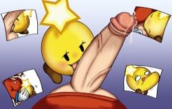 bulging_belly cock deep_penetration deepthroat dick fellatio huge_cock licking licking_penis mario mario_(series) mario_and_luigi_(series) nadja_relish nintendo penis precum size_difference starlow sucking sucking_penis sweatdrop sweaty_balls waddling_head yellow_body