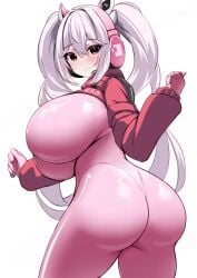 alice_(nikke) ass_focus bodysuit curvy from_behind goddess_of_victory:_nikke huge_ass huge_breasts kurono_suzuran looking_back skin_tight thick_ass thick_thighs voluptuous wide_hips