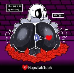 1boy 2025 anus anus_peek ass balls ballsack big_ass big_butt bluesky_link blush blushing bsky_link dialogue english english_dialogue genitals ghost humanoid_genitalia imminent_sex looking_at_viewer looking_back looking_back_at_viewer male male_only musk musk_clouds napstablook no_humans non-human non-human_only pelnsfw solo spreading spreading_ass sweat sweating sweaty tagme undertale