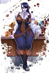 bar_(place) beer braid braided_hair clothes final_fantasy_xiv futanari roegadyn roegadyn_futa sword tagme wickertop