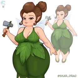 big_breasts big_thighs chubby chubby_female disney disney_fairies dress dwarf dwarf_female dwarfism fairy fairy_mary fanart fantasy fat female female_only glow hammer leaves little_girl magic magical_girl mommy obese obese_female only plant skar_drag tiny wings