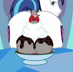 2016 absurd_res ass backsack badumsquish balls cherry cutie_mark dock earth_pony equine feral food friendship_is_magic fruit hi_res horse looking_at_viewer looking_back male male_only mammal my_little_pony pony rear_view shining_armor_(mlp) solo