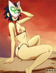 1girls asian ass big_ass big_breasts bikini black_hair blushing breasts cowgirl_position curvy dat_ass faceless_male female gorillaz hors-art male mask nipples noodle_(gorillaz) noodle_(plastic_beach) nude nudity offscreen_character scarf solo swimsuit thick_thighs thong topless wedgie