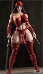 1girls 3d abs ass big_ass big_breasts breasts cga3d clothed clothed_female curvaceous curvy curvy_female curvy_figure deadpool_&_wolverine_(2024) elektra_natchios erotichris female female_only holding_object holding_weapon jennifer_garner marvel marvel_comics melee_weapon muscular muscular_female pants red_clothing sai_(weapon) solo spread_legs standing thick_thighs thong watermark