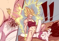 2025 2girls caulifla clitoris close-up couch couple dragon_ball dragon_ball_super female female_only kale lemonjoojoo light-skinned_female light_skin muscular muscular_female pubic_hair pussy saiyan scissoring sex super_saiyan tribadism yuri