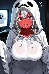 1girl1futa 1girls ai_generated back_view chile chilean chirritox condom dick discord female ghost ghost_costume ghost_girl grey_hair halloween halloween_costume halloween_theme hispanic hispanic_virtual_youtuber hispanic_youtuber indie_virtual_youtuber indie_vtuber l latino long_hair nude nude_female panties red_body red_skin server streamer streamers twintails twitch twitching vtuber vtuber_persona vtuberfanart youtube youtuber, youtuber_girl youtubers