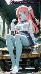 1girls 2025 ahoge ai ai_assisted ai_generated anime anime_style asian bangs bare_legs barefoot blouse blue_bow blue_bowtie blue_eyes blue_skin blue_skirt blush bow bowtie breasts breasts_apart breasts_out breasts_outside broken_window bust busty car cleft_of_venus closed_mouth collared_shirt colored_skin day feet female_focus female_only foot_fetish full_body grey_skin ground_vehicle hair_ribbon hairbow hentai hi_res high-waist_skirt high_quality high_resolution highres indoors large_breasts legs licking_lips long_hair long_sleeves looking_at_viewer medium_breasts minamoto_sakura miniskirt motor_vehicle natsuyoru nipples nipples_outside no_bra no_panties no_shoes non-asian on_vehicle one_side_up open_clothes open_shirt outdoors overgrown pale_skin panties patreon paw_pose pink_hair plant pleated_skirt polka_dot polka_dot_bow polka_dot_ribbon pussy red_hair ribbon ruins scar scar_on_face scar_on_forehead school_uniform shirt side_ponytail sitting skirt smile solo solo_female stable_diffusion striped_bowtie thighs toenail_polish toenails toes tongue tongue_out unbuttoned uncensored_nipples underwear vagina voluptuous voluptuous_female white_panties white_shirt zombie zombie_land_saga