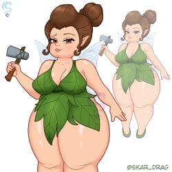 big_breasts big_thighs chubby chubby_female disney disney_fairies dress dwarf dwarf_female dwarfism fairy fairy_mary fanart fantasy fat female female_only glow hammer leaves little_girl magic magical_girl mommy obese obese_female only plant skar_drag tinker_bell tiny wings