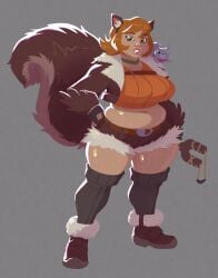 2d bbw big_breasts buckteeth captainmolasses chubby chubby_female clothed doreen_green female_only freckles ginger_hair jacket marvel marvel_comics marvel_rivals sfw shorts slingshot squirrel squirrel_girl_(marvel) squirrel_girl_(marvel_rivals) stockings tail x1ntage