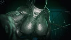 1girls 3d alien alien_(franchise) alien_girl big_breasts female_xenomorph huge_breasts large_breasts looking_at_viewer nude nude_female xenomorph zsphere3d