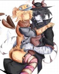 after_sex blush brickbattler builderman builderman_(brickbattler) clawed_fingers fully_clothed gay gay_male half-dressed high_socks implied_after_sex no_panties no_sex nonbinary_(lore) ring_(jewelry) roblox roblox_(brickbattler) roblox_(character) roblox_admins roblox_game robloxian scarf scars_on_arm self_harm_scars self_upload sitting_on_lap slimeyslimer sweat waist_grab whiteboardfox wings