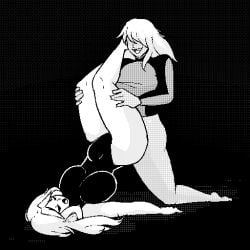 animated big_breasts big_penis futanari jiggle jiggle_physics jiggling jiggling_breasts monochrome num3rical stomach_bulge sunken_veil