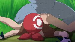 1boy 1girls 2d_animation abs animated anthro areola big_penis blue_body blush bodily_fluids bouncing_breasts breasts brown_hair clothing colored covering covering_mouth cum cum_from_nose cum_in_nose cum_in_pussy cum_inside cum_on_ground cum_on_hat cum_out_nose deepstroke detailed detailed_background detailed_navel detailed_penis digital_media_(artwork) duo erect_nipples erection female female_penetrated frame_by_frame generation_1_pokemon genital_fluids genitals gloves grass hair handwear human human_on_humanoid human_penetrated humanoid humanoid_genitalia humanoid_penetrating humanoid_penetrating_female humanoid_penetrating_human interspecies kerchief larger_male lying machoke male male/female male_penetrating male_penetrating_female male_pokemon/female_human mammal mature_female may_(pokemon) messy messy_sex multicolored_clothing multicolored_gloves multicolored_handwear muscular navel nintendo nipples not_furry nude nude_female nude_human on_back outside outside_sex penetration penile penile_penetration penis plant pokemon pokemon_(species) pokephilia pupils rape sex shaded size_difference small_body small_breasts small_pupils smaller_female spread_legs spreading trainer vaginal_fluids vaginal_penetration wet wet_penis