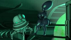 1girls 3d 3d_(artwork) alien alien_girl alien_humanoid big_breasts black-skinned_female black_body extraterrestrial female hand_reaching probe puffy_nipples puffy_pussy pussy robot saucer sed'_lana_(kennyb0mber) ufo vagina