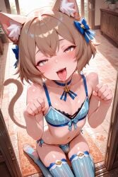 1boy ai_generated androgynous animal_ear_fluff animal_ears arbitrary cat_ears cat_tail catboy felix_argyle femboy otoko_no_ko paw_pose re:zero_kara_hajimeru_isekai_seikatsu thighhighs