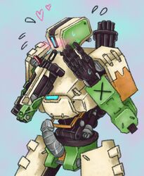 bastion_(overwatch) blush embarrassed gun heart living_machine machine male omnic overwatch penis ranged_weapon robot robot_penis solo traditional_media_(artwork) video_games weapon