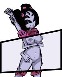 exposed_breasts exposed_pussy kreaperkev monster_girl muffet multiple_arms multiple_eyes no_sex pose smiling smiling_at_viewer sole_female spider_girl undertale undertale_(series) xray_view