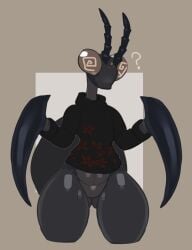 antennae_(anatomy) arthropod arthropod_abdomen artlegionary clothing dizzy_(artlegionary) dizzy_eyes duplicate femboy insects mantis simple_background thick_thighs thighs