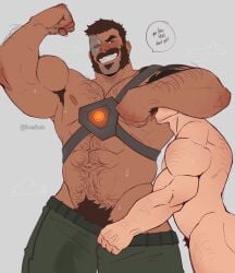 bara beard cybernetic_eye drawreshi gay hairy_armpits kano_(mortal_kombat) male male_only mortal_kombat mortal_kombat_11 muscular muscular_male netherrealm_studios size_difference sniffing