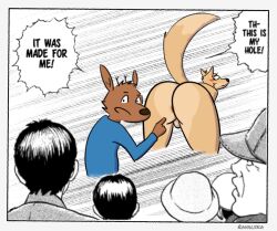 anthro ass canid canine deer duo fox gesture hand_gesture hi_res humor male male/male mammal meme pointing pointing_at_another poro_alska rav_alska ravalska text