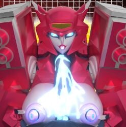 3d 3d_(artwork) 3d_render autobot blue_cum blue_eyes cum cum_on_breasts cybertronian elita-one jiggylewds paizuri pink_body soundpunk501 titjob transformers