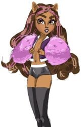 1girls afrolatina american american_female belly_button booty_shorts brown_eyes brown_hair clawdeen_wolf clawdeen_wolf_g3 covering_breasts curvy_figure dark-skinned_female eyeshadow female_focus female_only freckles furry furry_female furry_only latina looking_at_viewer mexican mexican_female monster_girl monster_high monster_high_g3 multicolored_hair phonebooth38816 puffy_sleeves slim_waist smirk smug thighhighs topless werewolf werewolf_girl wolf wolf_ears wolf_girl