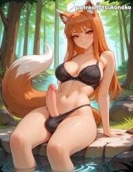 1futa 2026 ai_assisted ai_generated animal_ear_fluff animal_ears anime artist_name bra breasts brown_hair bush bust cock dick erection explicit foliage foreskin forest fox_tail futanari hi_res high_quality high_resolution highres holo long_hair nature navel newhalf onsen outdoors partially_submerged patreon patreon_username penis pond pool poolside sitting smile soaking_feet solo spice_and_wolf stable_diffusion tail testicles tree_stump tsukoneko underwear wading_pool water watermark wolf_ears wolf_tail