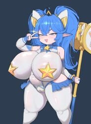 absurd_res areola areola_slip ass belly big_breasts big_butt blue_hair bodysuit breasts camel_toe cleavage clothed clothing female genitals hair hammer hi_res huge_breasts humanoid humanoid_pointy_ears league_of_legends melee_weapon narrowed_eyes navel pointy_ears poppy q1w2e3r4 riot_games shortstack skinsuit slightly_chubby solo star_guardian_poppy star_guardian_series tencent thick_thighs tight_clothing tools translucent translucent_clothing twintails vulva weapon wide_hips yordle