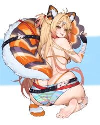 1girls ass back big_ass blonde_hair booty booty_shorts boshke cat_ears ebiko_(vtuber) fat_ass feet female indie_virtual_youtuber large_ass short_shorts shorts shrimp_girl shrimp_tail socks soles thick_thighs thighs toes virtual_youtuber vtuber