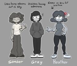 1girls 2boys description gray_(mk210) gray_background gray_clothing gray_hair gray_hair_female gray_hair_male gray_skin gray_skinned_female gray_skinned_male heather_(mk210) mk210 reference_image somber_(mk210) sweater turtleneck_sweater