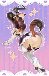 2026 antelope anthro ass bedroom_eyes big_butt bottomwear bovid camel_toe clothing colored dated digital_drawing_(artwork) digital_media_(artwork) dress female female_anthro fur gazelle glistening glistening_butt hair hi_res hooves horn lace lace_panties long_hair looking_at_viewer looking_back looking_back_at_viewer maid_headdress maid_uniform mammal mature_anthro mature_female miniskirt multicolored_body multicolored_fur narrowed_eyes open_back_dress panties panty_shot pose presenting presenting_hindquarters raised_tail rear_view seductive shaded skirt solo tail tan_body tan_fur thick_thighs ulitochka underwear uniform watermark zahra_(airheart)