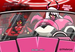 2d 2girls big_breasts car character_request demon demon_girl female female_only helluva_boss millie_(helluva_boss) valerya5