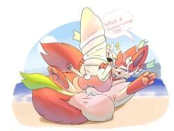 absurd_res anal animal_genitalia animal_penis balls beach big_balls big_dom_small_sub big_penis big_tail blush canine_genitalia canine_penis catofdesire cheek_tuft circle_eyebrows dialogue dipstick_tail dominant duo eeveelution english_text eyebrows facial_tuft feral generation_1_pokemon generation_6_pokemon genitals head_tuft hi_res huge_balls huge_cock hyper hyper_balls hyper_genitalia hyper_penis knot legendary_pokemon looking_up male male/male markings masturbation_through_body meadow_(catofdesire) mew_(pokemon) nintendo open_mouth pen_(pd) penetration penis pokemon pokemon_(species) public public_sex quadruped ribbons_(anatomy) ridiculous_fit sand sex sheath size_difference sky spread_legs spreading stomach_bulge surprised sylveon tail tail_markings text tuft water