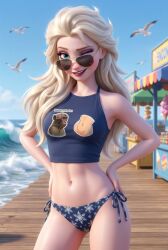 ai_generated disney disney_princess elsa_(frozen) frozen_(film) meme meme_attire midriff neuron_activation tagme tummy