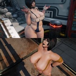 1girls barely_clothed bbw belly big_areola big_nipples black_hair black_lipstick breasts cellulite chubby drainbread eve_(stellar_blade) female glasses goth hands_on_hips horny_female huge_ass huge_breasts makeup mod plump short_hair staring_at_viewer stellar_blade thick_thighs voluptuous voluptuous_female wide_hips