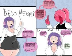 2girls background_characters classroom dialogue mdraw23 original_characters school_uniform spanish_text tagme teacher text_bubble